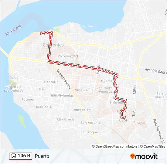 106 B Bus Line Map