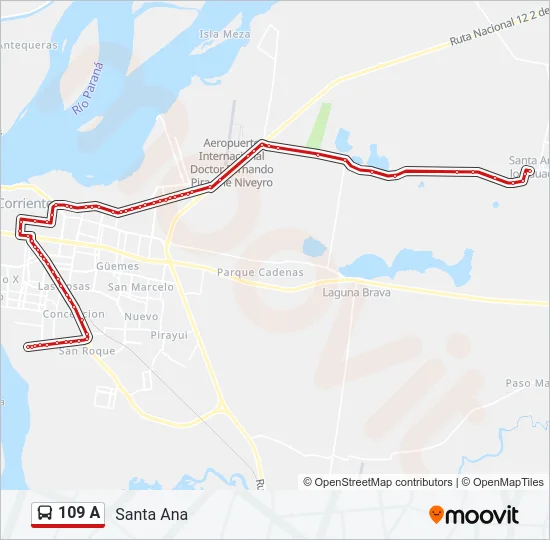 109 A Bus Line Map