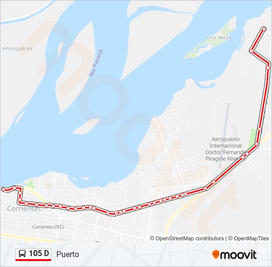 105 D bus Line Map