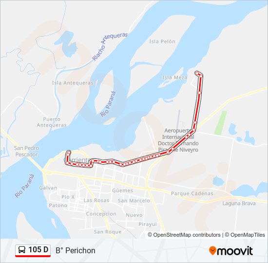 105 D bus Line Map