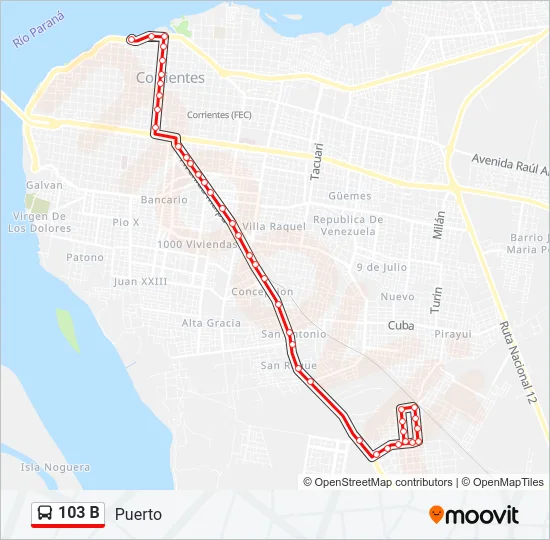 103 B Bus Line Map