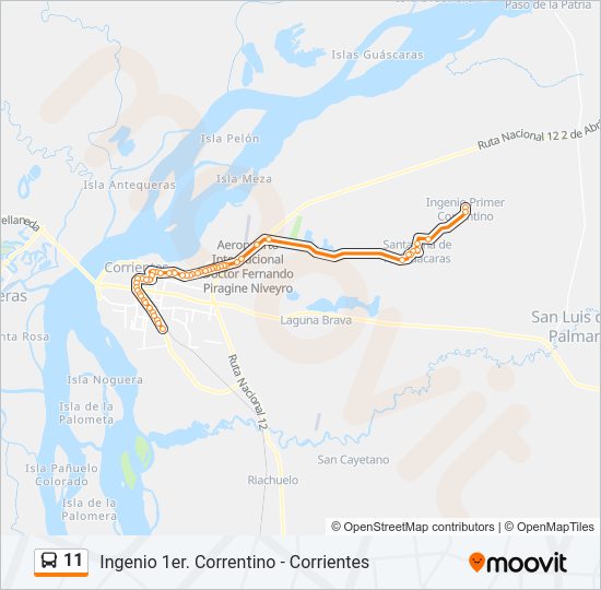 Mapa de 11 de autobús