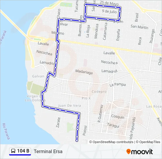 104 B Bus Line Map