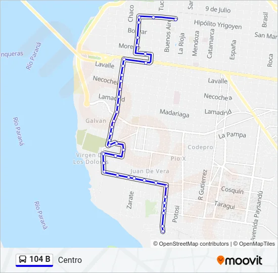 104 B Bus Line Map