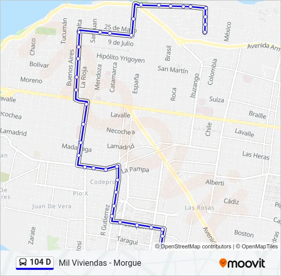 104 D Bus Line Map