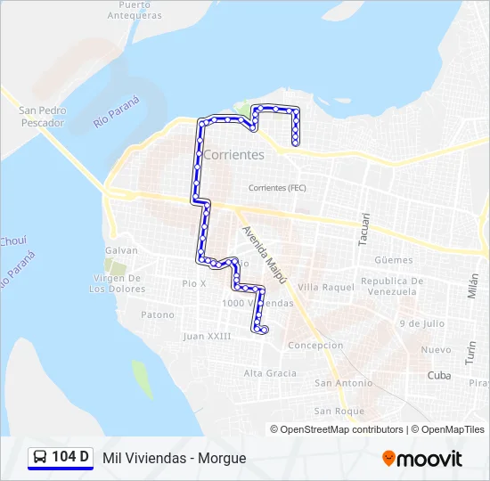 104 D Bus Line Map
