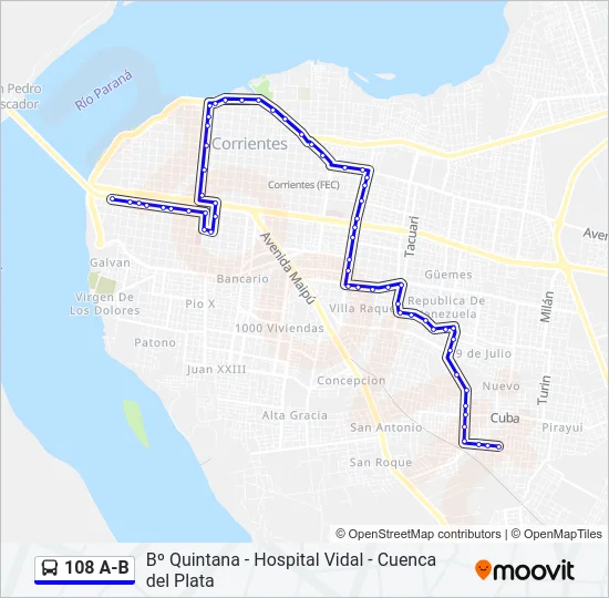 108 A-B Bus Line Map