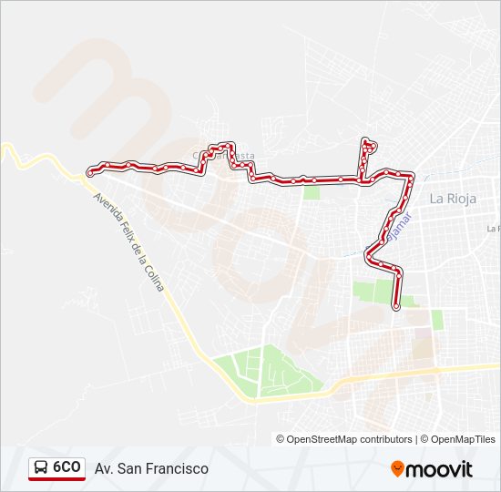 Mapa de 6CO de autobús
