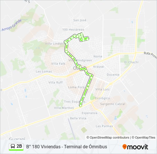 Mapa de 2B de autobús