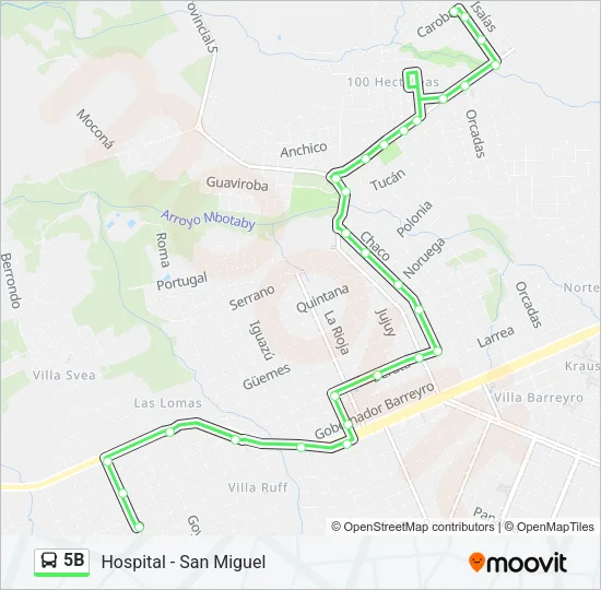 5B Bus Line Map