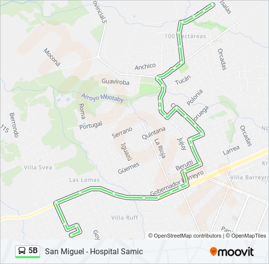 Mapa de 5B de autobús