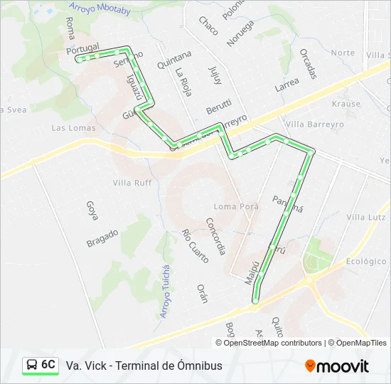 Mapa de 6C de autobús