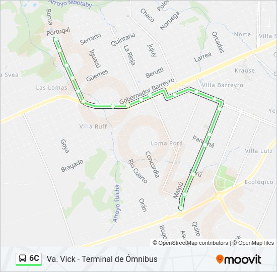 Mapa de 6C de autobús