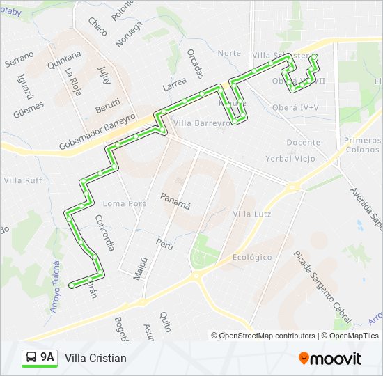 Mapa de 9A de autobús