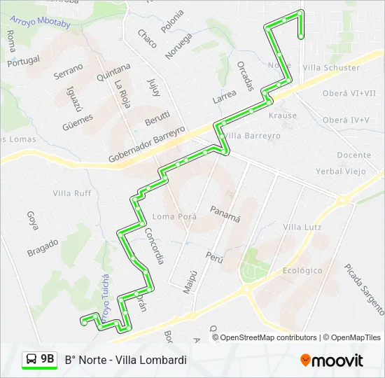 9B Bus Line Map