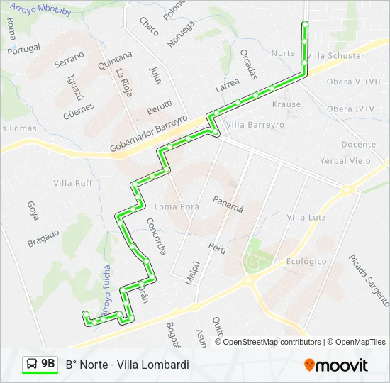 9B Bus Line Map