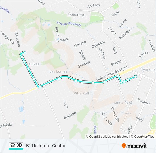 3B bus Line Map