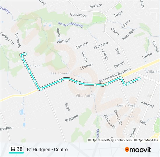 Mapa de 3B de autobús