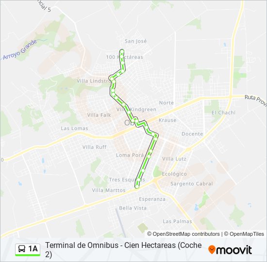 Mapa de 1A de autobús