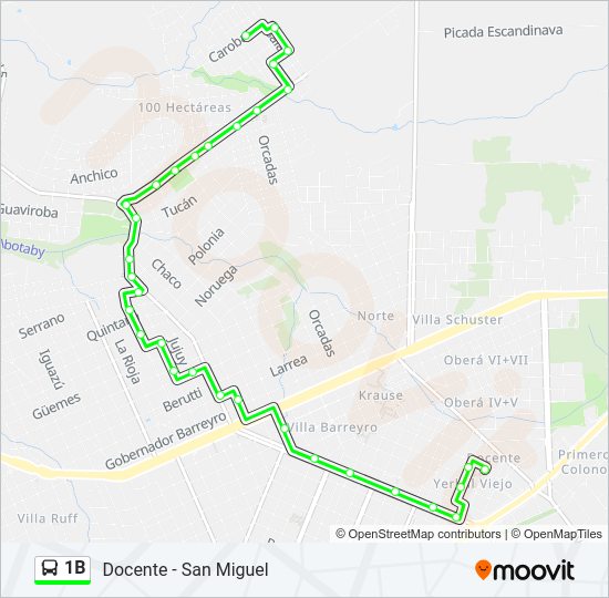 Mapa de 1B de autobús