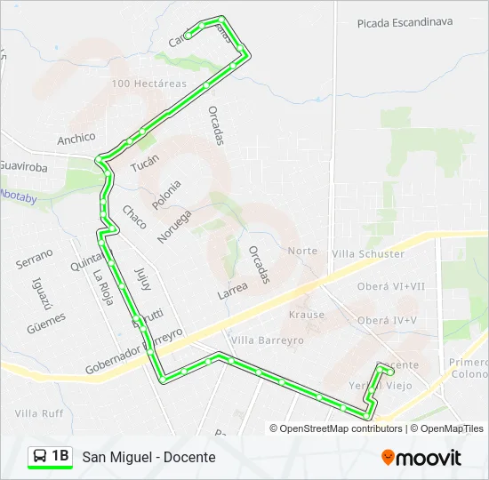 Mapa de 1B de autobús