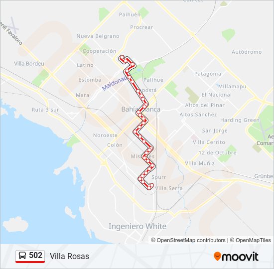 Mapa de 502 de autobús