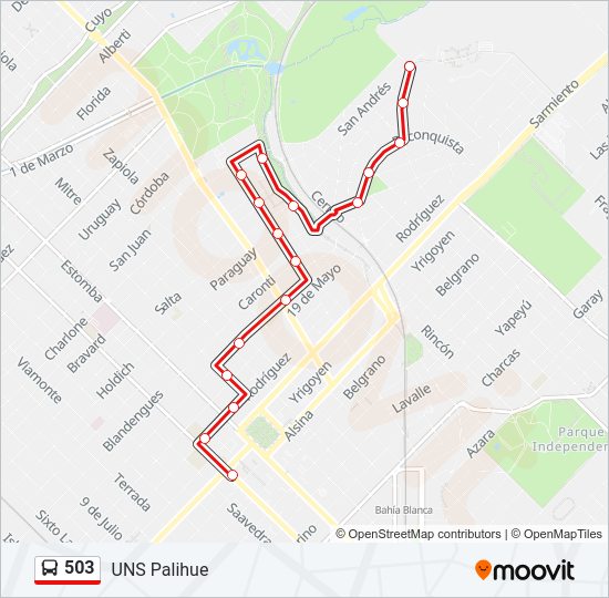 Mapa de 503 de autobús