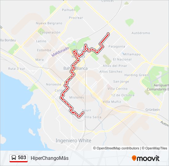 Mapa de 503 de autobús