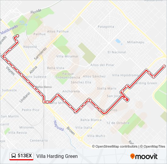 Mapa de 513EX de autobús