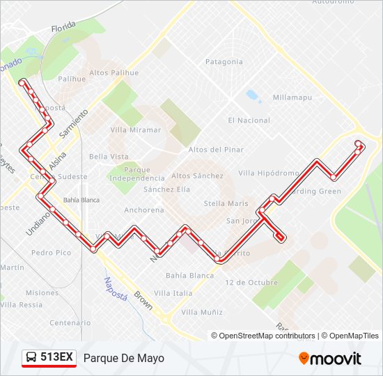 Mapa de 513EX de autobús