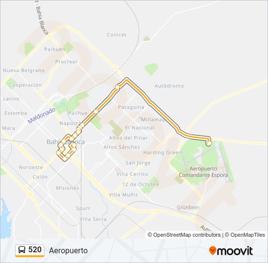 Mapa de 520 de autobús