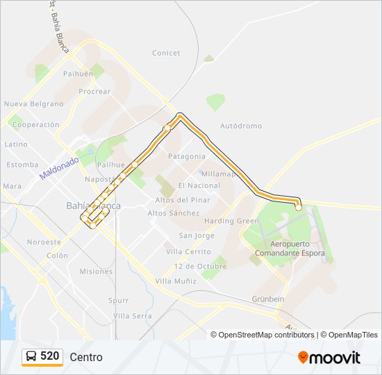 Mapa de 520 de autobús