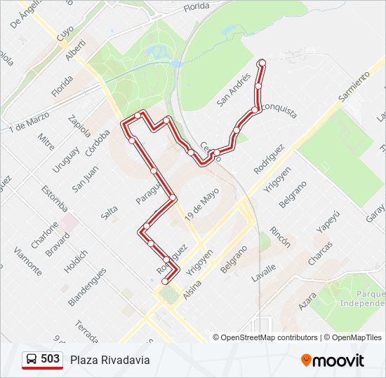 Mapa de 503 de autobús