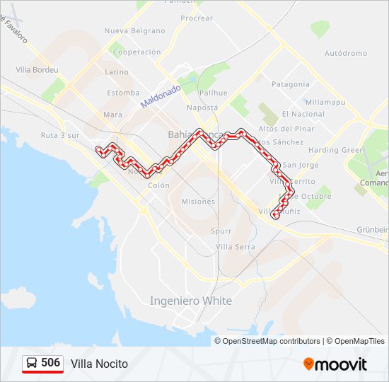 Mapa de 506 de autobús