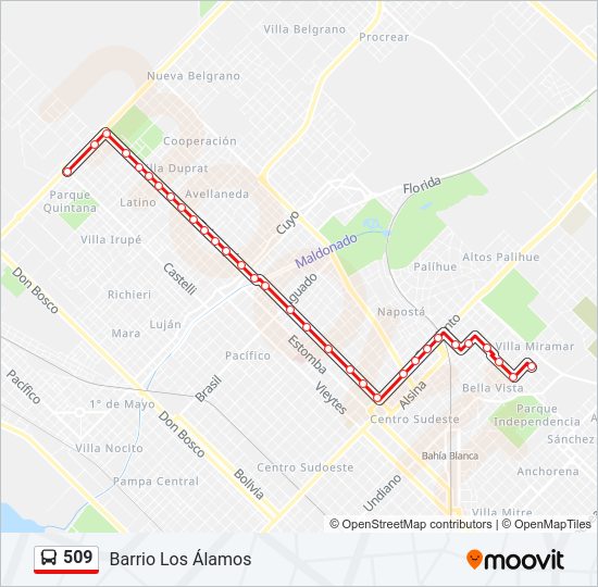 Mapa de 509 de autobús
