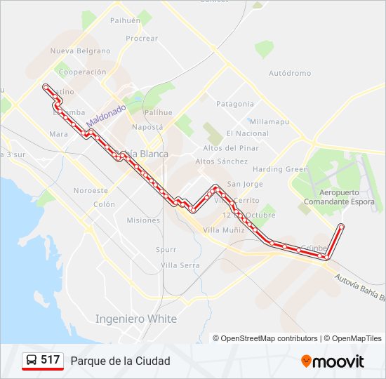 Mapa de 517 de autobús
