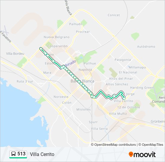 Mapa de 513 de autobús