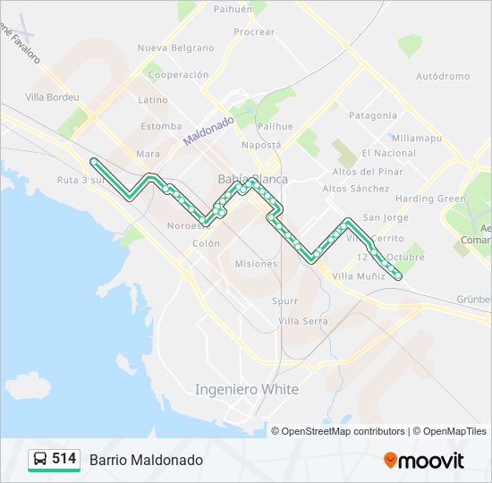 Mapa de 514 de autobús