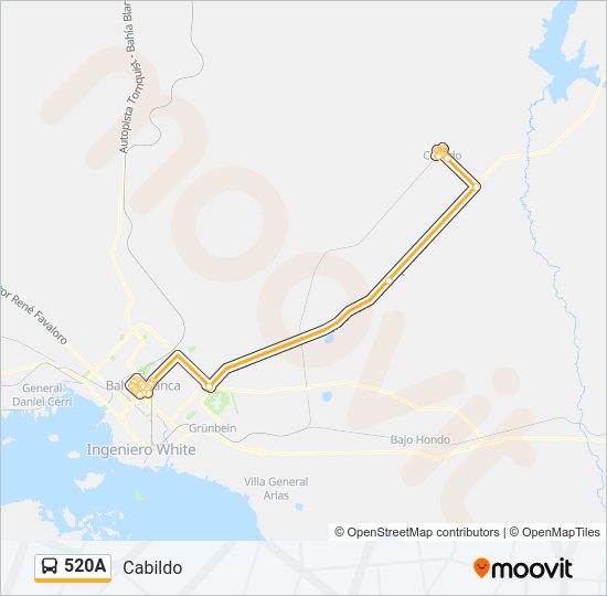 Mapa de 520A de autobús