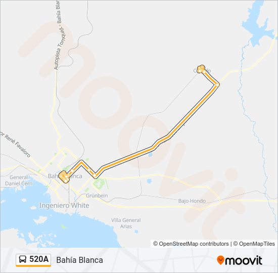 Mapa de 520A de autobús