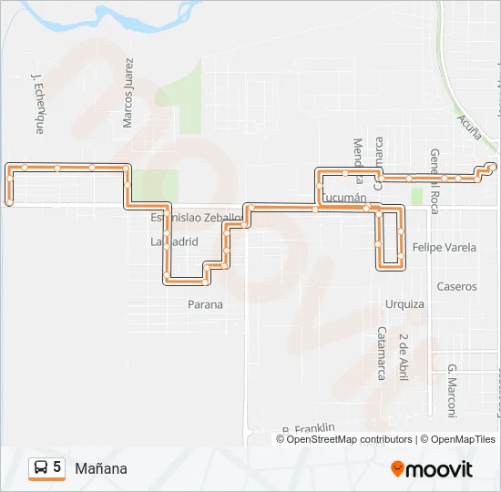 5 Bus Line Map