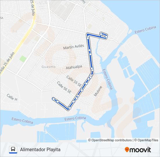 Mapa de T1 RA01 de autobús