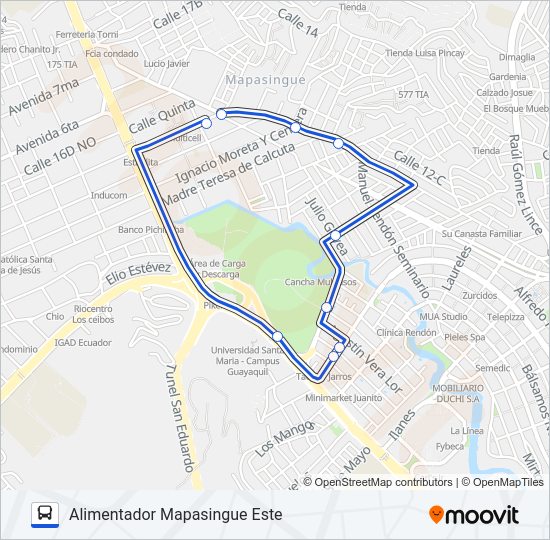 Mapa de T3 RA05 de autobús