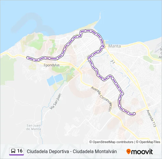 16 Bus Line Map