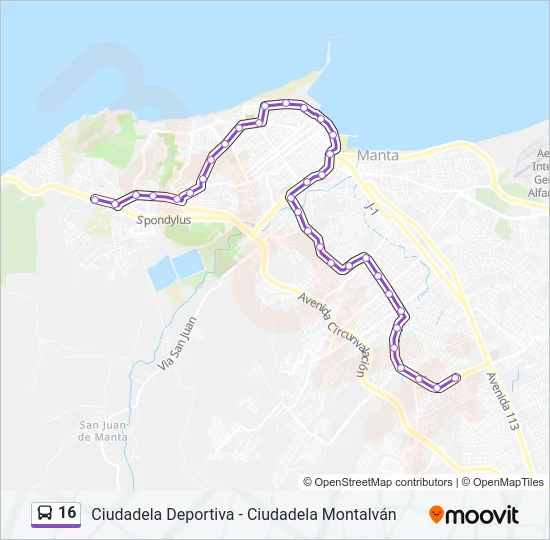 16 Bus Line Map