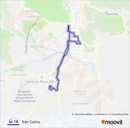 Mapa de 1A de autobús