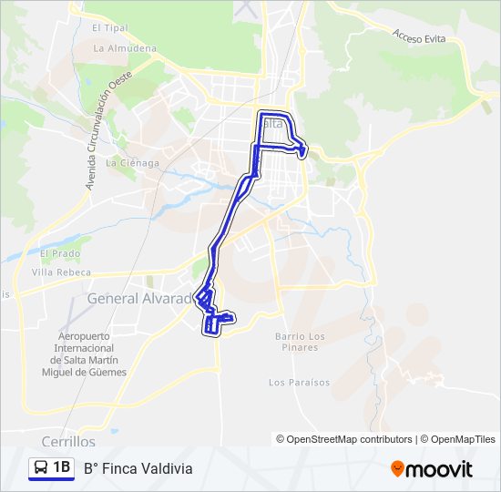 Mapa de 1B de autobús