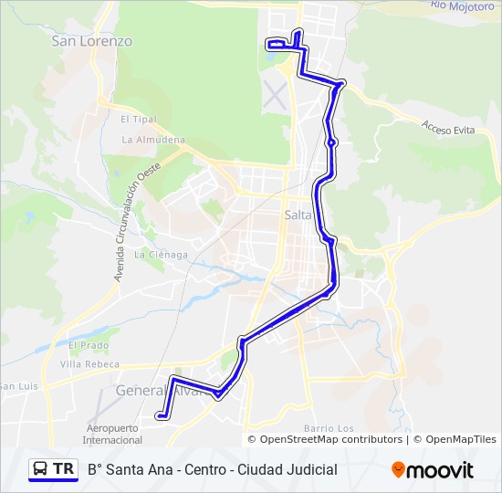 Ruta Tr: Horarios, Paradas Y Mapas - B° Santa Ana - Centro - Ciudad ...