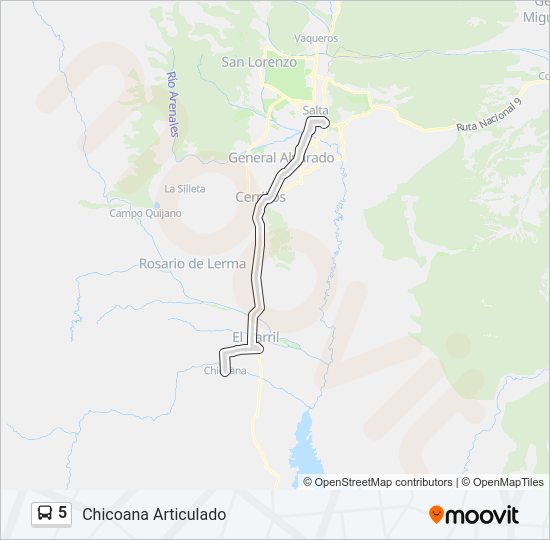 Mapa de 5 de autobús