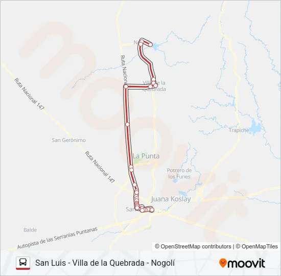 INTERURBANO Bus Line Map